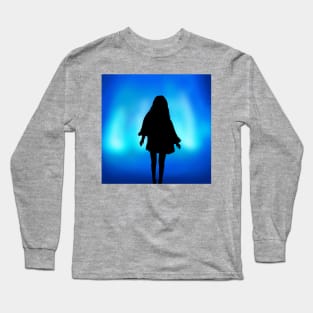 faouzia silhouette with blue northern lights Long Sleeve T-Shirt